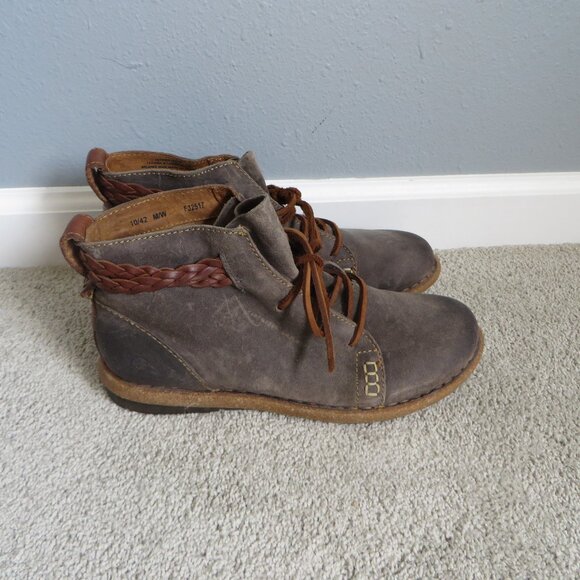 Born Womens Temple Ankle Boots Size 10 Dark Gray Distressed/Brown Leather F32517 - Picture 2 of 11